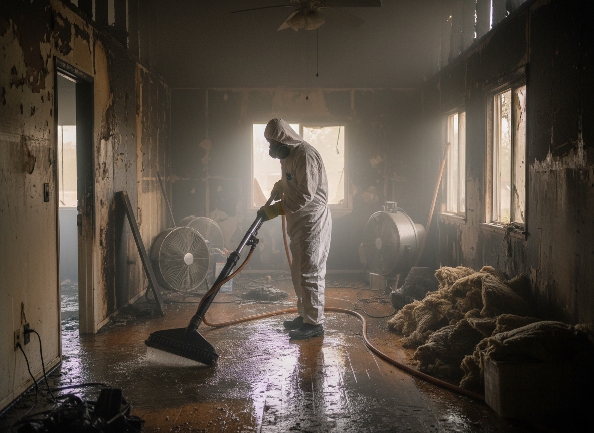 Water damage remediation after fire in Sunland